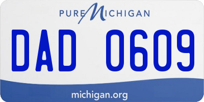 MI license plate DAD0609