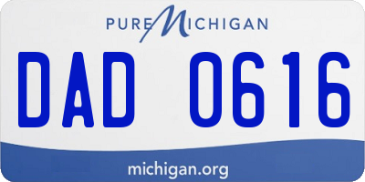MI license plate DAD0616