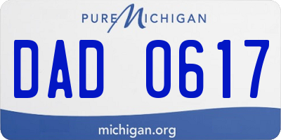 MI license plate DAD0617