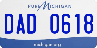 MI license plate DAD0618
