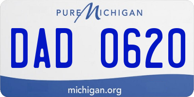 MI license plate DAD0620