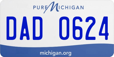 MI license plate DAD0624