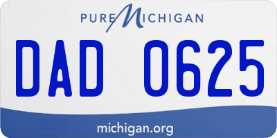 MI license plate DAD0625