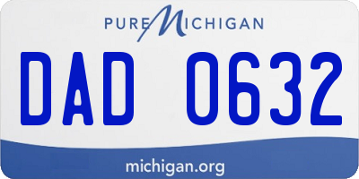 MI license plate DAD0632
