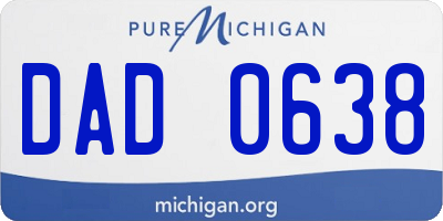 MI license plate DAD0638