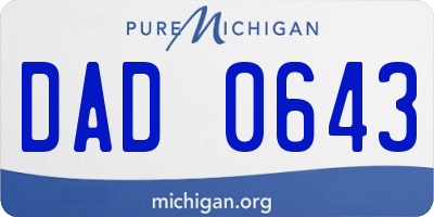 MI license plate DAD0643