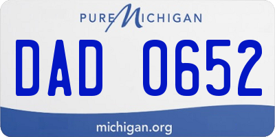 MI license plate DAD0652