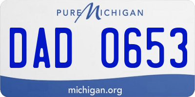 MI license plate DAD0653