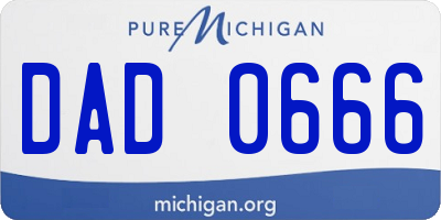 MI license plate DAD0666