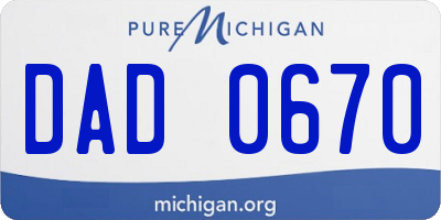 MI license plate DAD0670