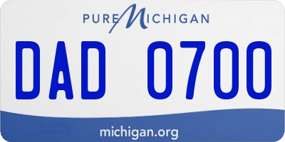 MI license plate DAD0700