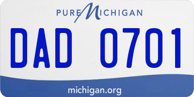 MI license plate DAD0701