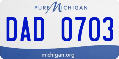 MI license plate DAD0703