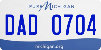 MI license plate DAD0704