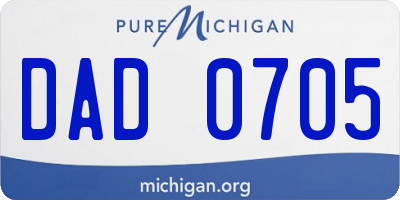 MI license plate DAD0705