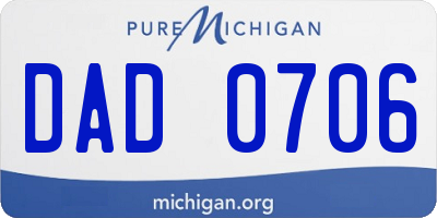 MI license plate DAD0706