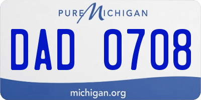 MI license plate DAD0708