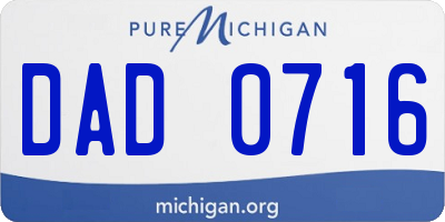 MI license plate DAD0716