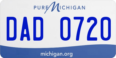 MI license plate DAD0720