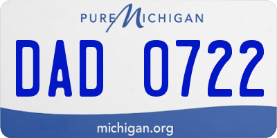 MI license plate DAD0722