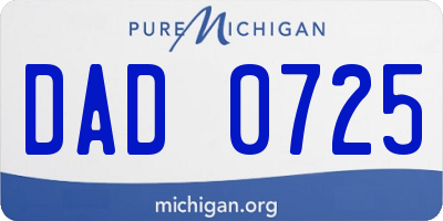 MI license plate DAD0725