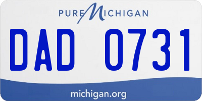 MI license plate DAD0731