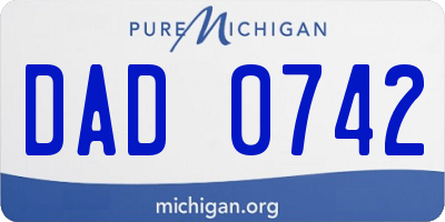 MI license plate DAD0742