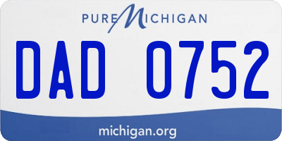 MI license plate DAD0752