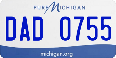 MI license plate DAD0755