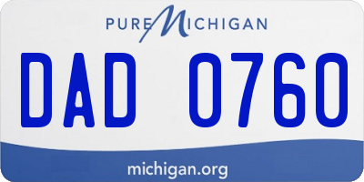 MI license plate DAD0760