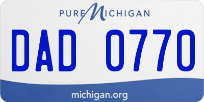 MI license plate DAD0770