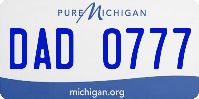 MI license plate DAD0777
