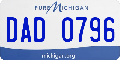 MI license plate DAD0796
