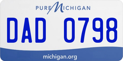 MI license plate DAD0798