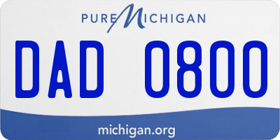 MI license plate DAD0800
