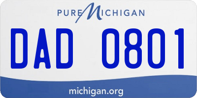MI license plate DAD0801