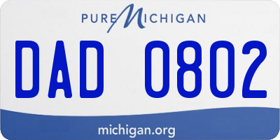 MI license plate DAD0802