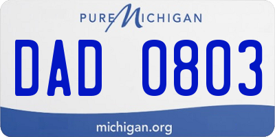 MI license plate DAD0803