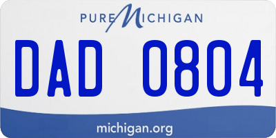MI license plate DAD0804