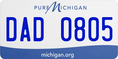 MI license plate DAD0805