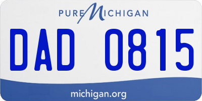 MI license plate DAD0815