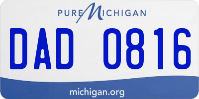 MI license plate DAD0816