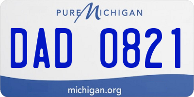 MI license plate DAD0821