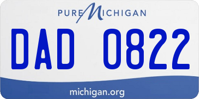 MI license plate DAD0822