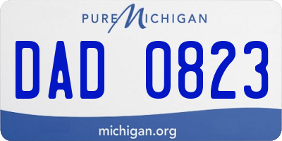 MI license plate DAD0823