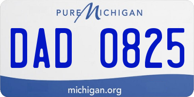 MI license plate DAD0825