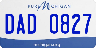 MI license plate DAD0827