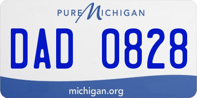MI license plate DAD0828