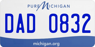 MI license plate DAD0832