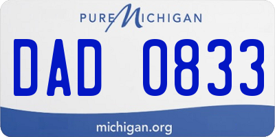 MI license plate DAD0833